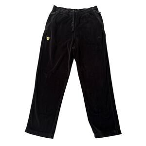 Puma Ferrari Scuderia Velour Track Pants Black Joggers S Lounge Y2K Logo Casual